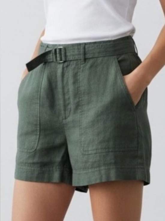 Babaton Pants - Babaton Linen Blend Utility Shorts -
Dark Olive